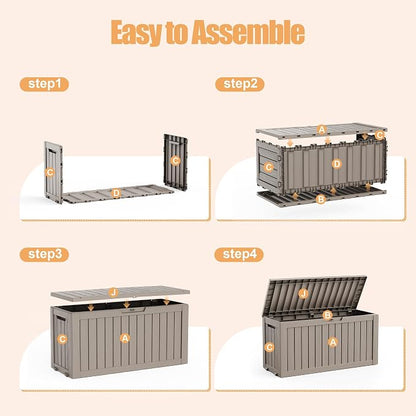 Outdoor Storage Box, 100 Gallon Resin Deck Box, Indoor Outdoor Waterproof - Image 7