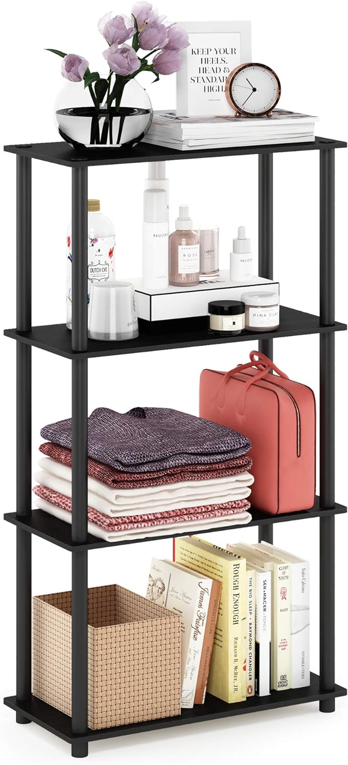 Furinno Turn-N-Tube 4-Tier Multipurpose Shelf Display Rack, Round Tubes by Furinno-FitsYourSpaceFitsYourBudget