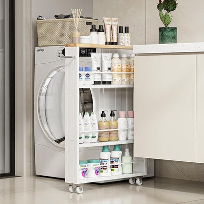 KLM 4 Tier White Slim Storage Cart - Image 3