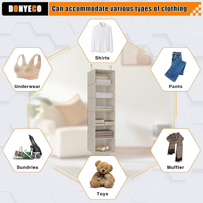 Hanging Closet Organizer, Easy Mount Foldable 6-Shelf Hanging Closet Wardrobe - Image 8