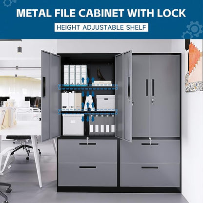 2-Drawer Metal File Cabinet, Lateral Filing Cabinets - Image 8