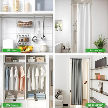 2Pack Tension Curtain Rod Silver Tension Rods 28 to 48 Inches Curtain Rods No - Image 6