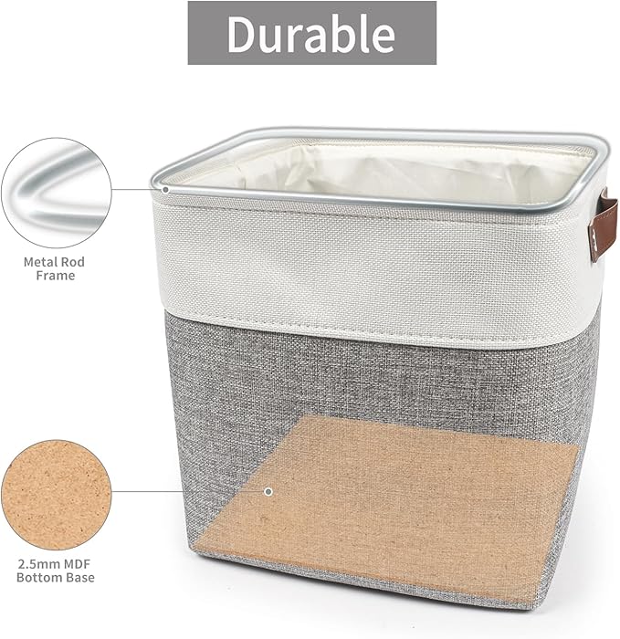 Collapsible Fabric Storage Cubes 11x11 Cube Storage Bins, 4 Pack Closet Baskets - Image 4