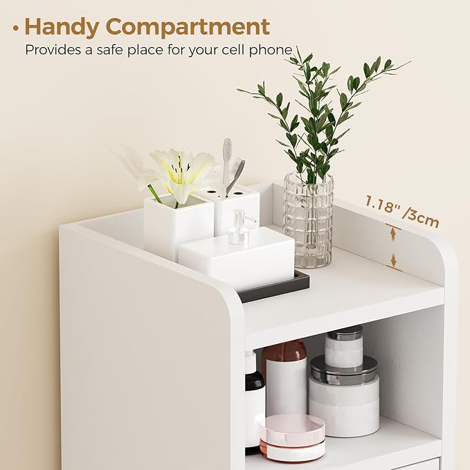 BEWISHOME Small Bathroom Storage Cabinet, 2 Doors Narrow Bathroom Cabinet | - Image 9
