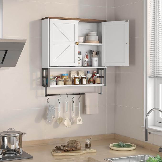 Wall Mounted Bathroom Storage Large Farmhouse Medicine Cabinet | 2 Doors & - Image 6