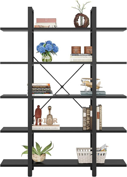 Tribesigns 5-Tier Bookshelf, Vintage Industrial Style Bookcase 72 H x 12 W x - Image 8