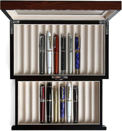 wood pen display case 24 slot Fountain pen Box storage Organizer by Besforu