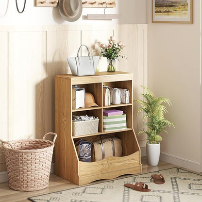 Storage Organizer, Small Bookcase w/ 4 Open Cubes & 1 Bottom Compartment - Image 2