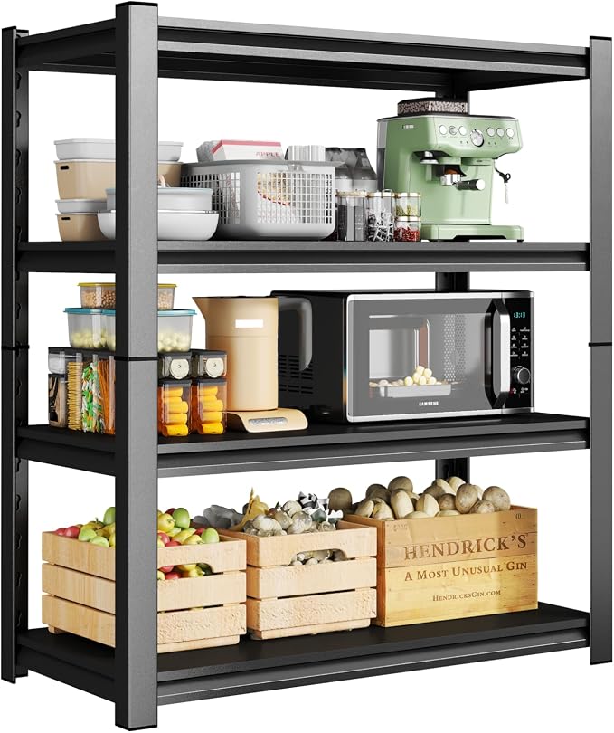 4-Tier Metal Storage Shelves, Adjustable Heavy Duty Shelving Units, Kitchen by Beaunatixx
