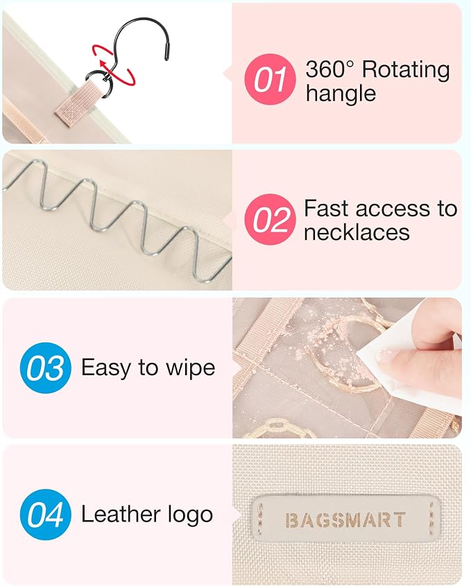 BAGSMART Hanging Jewelry Organizer Storage Roll - Image 4