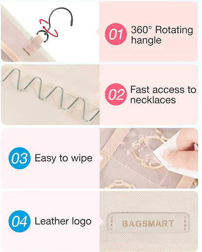 BAGSMART Hanging Jewelry Organizer Storage Roll - Image 4