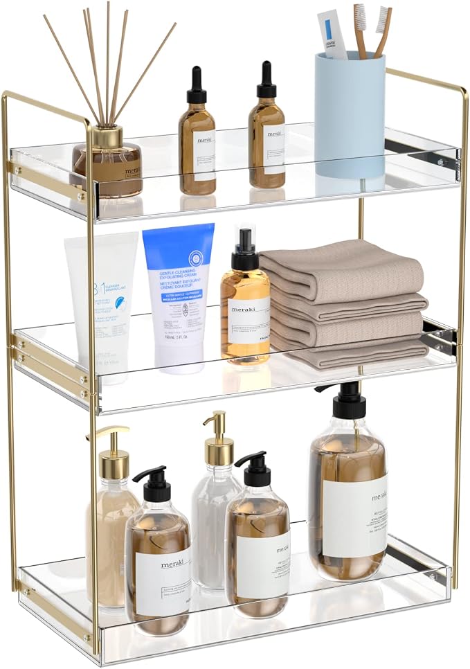 Bathroom Countertop Organizer, 3 Tier Acrylic Tray Vanity Counter Skincare by NPPLUS