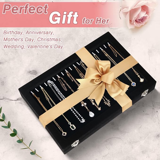 Cirhy Necklace Organizer Box, Anti-Tarnish Jewelry Box & Dustproof Necklace Case - Image 3