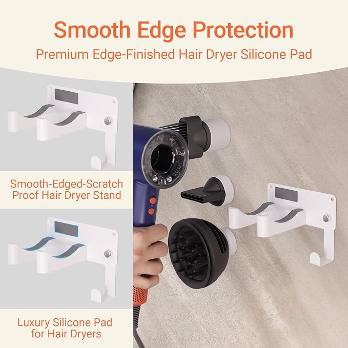 Hair Dryer Holder, Hair Dryer Holder Wall Mounted Self Adhesive Hairdryer - Image 2