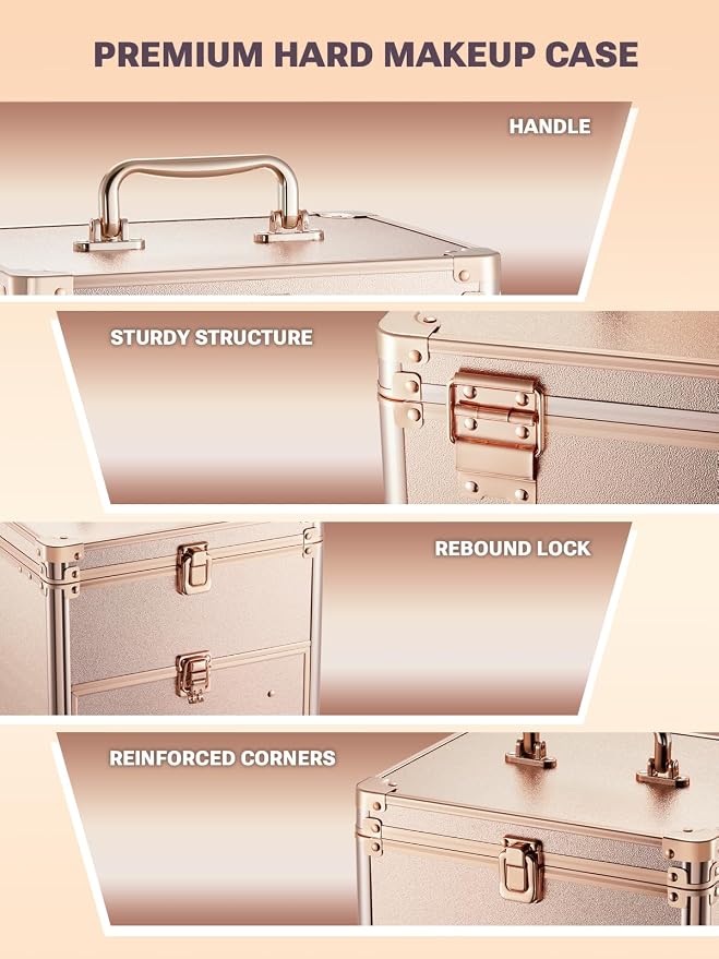 Qislee Makeup Box with Drawer and A Detachable Lighted Mirror, Waterproof - Image 4