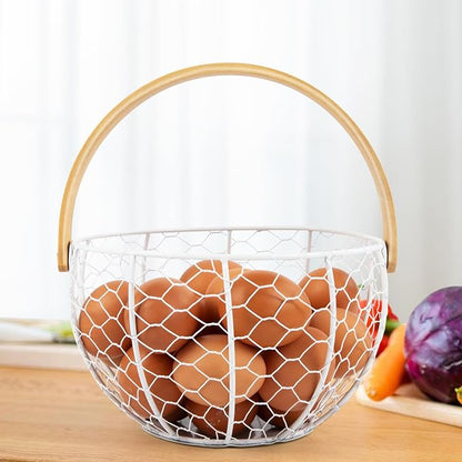 Farmhouse Wire Egg Basket for Gathering Fresh Eggs by Hunstire