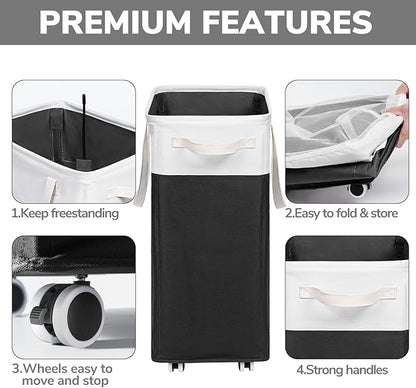 Goodpick Hamper with Wheels 75L 2-Pack, Tall Laundry Basket with Removable Wash - Image 4