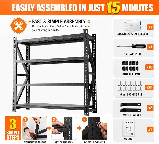5000LBS Garage Shelving, Shop and Office, Commercial-Grade Industrial Shelving - Image 6