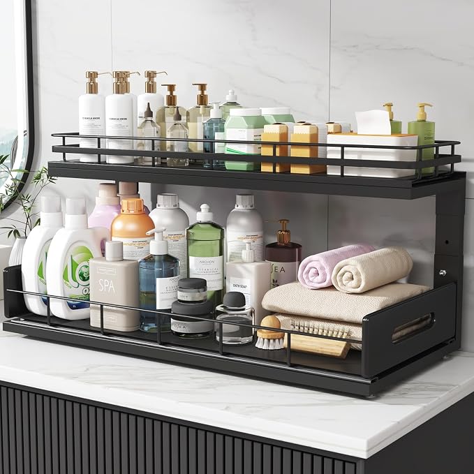 Under Sink Organizer Upgrade To Professional Rails, 2-Tier Dual Pull Out - Image 8