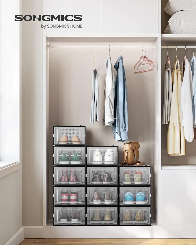SONGMICS Shoe Boxes, Stackable Clear Plastic Boxes - Image 2