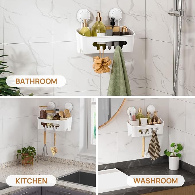 LEVERLOC Shower Caddy Suction Cup, Shower Organizer Removable Bathroom Shelf - Image 7