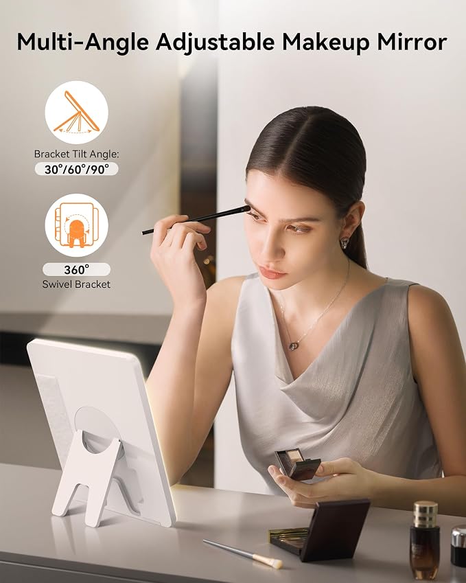 JUSRON Travel Makeup Bag With LED Mirror, Cosmetic Train Case with Light up - Image 3
