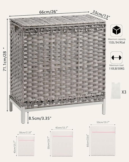 SETVSON Laundry Hamper with Lid 132 L, Clothes Hamper with Lid, Handwoven - Image 5