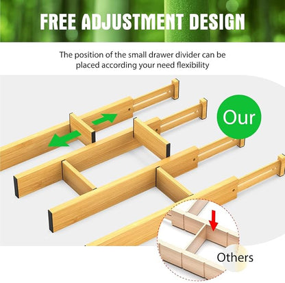 ANTOWIN Bamboo Drawer Dividers, Expandable Drawer Separators Splitter, 17-22 - Image 9