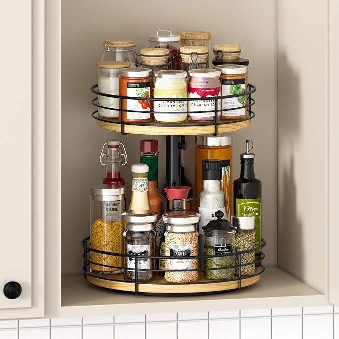 2 Tier Lazy Susan Spice Rack Organizer, Rotating Turntable, 12 Inch, - Image 7