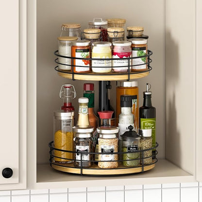 2 Tier Lazy Susan Spice Rack Organizer, Rotating Turntable, 12 Inch, - Image 7