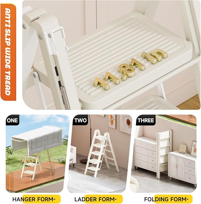 Multi-Functional 5 Step Ladder Used as Clothes Drying Rack, Sturdy Carbon Steel - Image 6