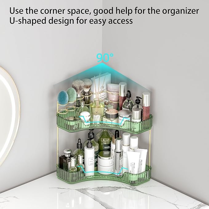 2 Tier Corner Bathroom Organizer Countertop, Vanity Makeup Organizer - Image 6