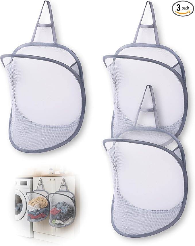 3 Pack Small Hanging Laundry Bag, Foldable Mini Mesh Laundry Hamper Basket by Unknown