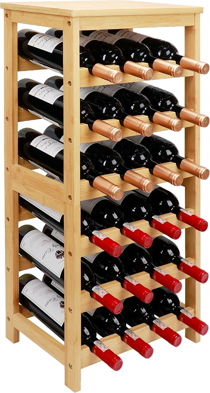 Wine Rack Free Standing Floor, 6-Tier 24 Bottles Display Wine Storage Shelves by Thalomely