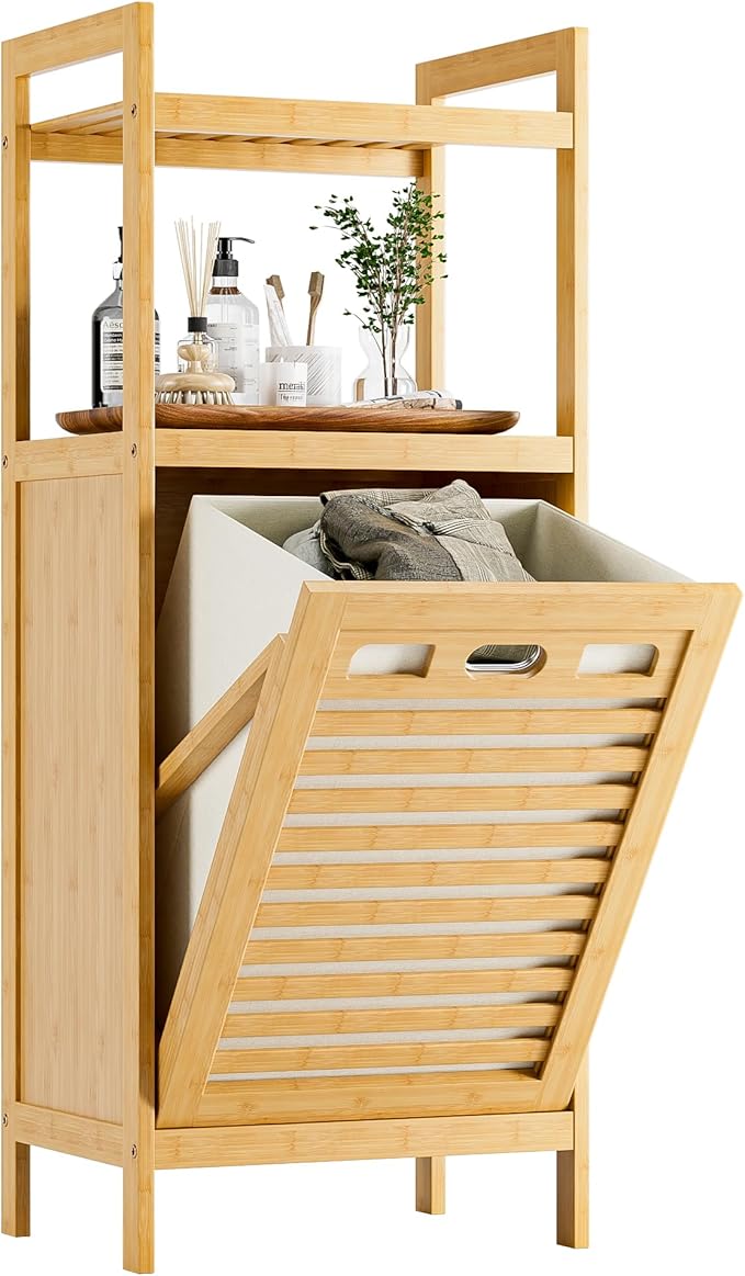 HITNET Tilt Out Laundry Hamper, Bamboo Laundry Basket by HITNET