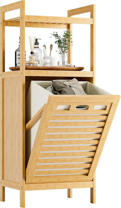 HITNET Tilt Out Laundry Hamper, Bamboo Laundry Basket by HITNET