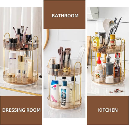 360 Rotating Makeup Organizer for Vanity 2 Tier Lazy Susan Bathroom Countertop - Image 6