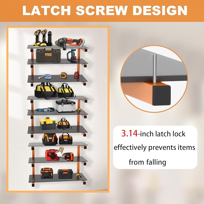6 Pack Wall-Mounted Lumber Rack, Heavy Duty Wood Storage Racks, 9-Level System - Image 3