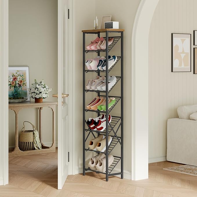 YATINEY 8-Tier Tall Shoes Rack, Slim Shoe Organizer - Image 2