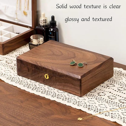 Bescott 2 Layers Solid Black Walnut Wooden Jewelry Box - Image 2