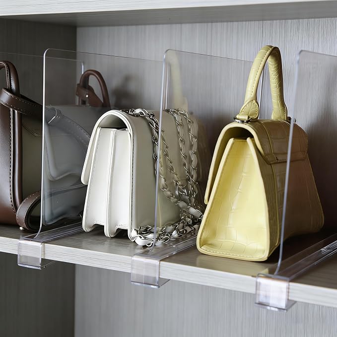 6 Pack Shelf Divider for Closet Acrylic, Handbags in Bedroom and Kitchen - Image 6