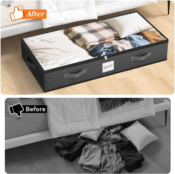 SpaceWhisper 90L Under Bed Storage Containers, Foldable Closet Organizers and - Image 6