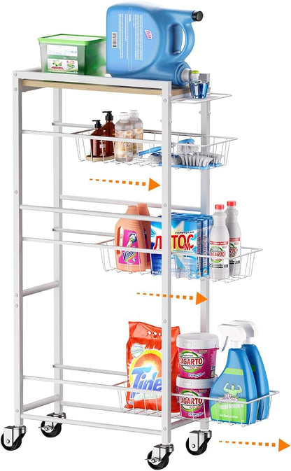 4 Tier Slim Rolling Storage Cart by OrganizedStorageSimpleLife