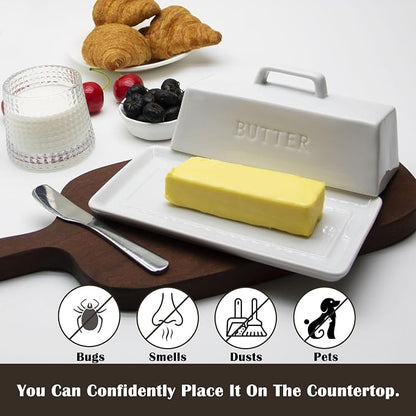Ceramic Butter Dish With Lid for Countertop, Covered Butter Holder With Lid - Image 6