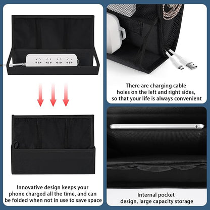 Bedside Storage Organizer with Power Strip Holder and Adjustable Straps Bed - Image 5
