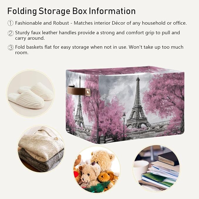 Oil Painting Paris Foldable Storage Basket - Image 5
