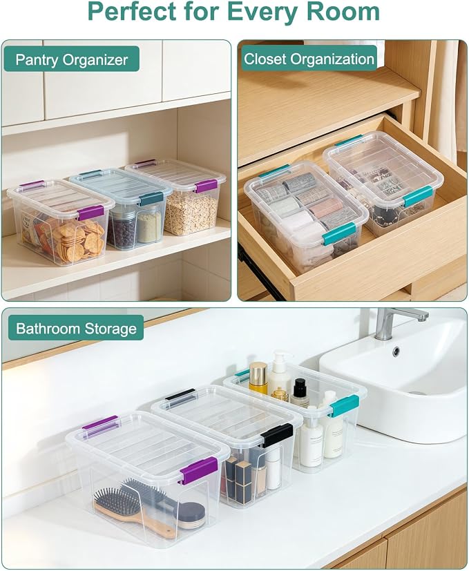 Storage Bins with Lids 6 Pack Clear Storage Containers, 7 Quart Stackable - Image 4