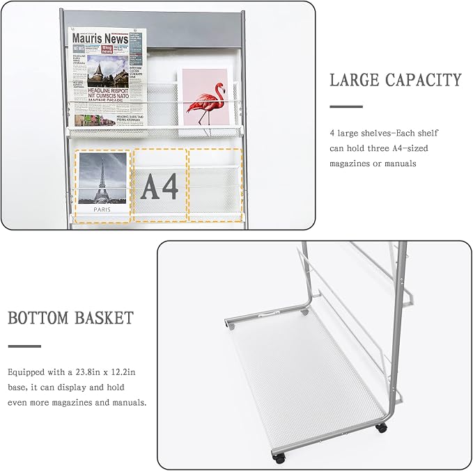 TONGMO Floor-Standing Magazine Rack 4-Layer - Image 4