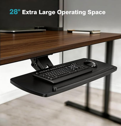 Keyboard Tray Under Desk with Storage Drawer, Height Adjustable Keyboard Tray - Image 2