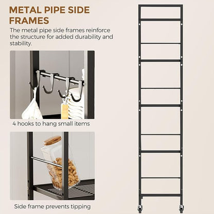 5-Tier Metal Storage Rack with Industrial Wheels, Mesh Shelving Unit with - Image 5